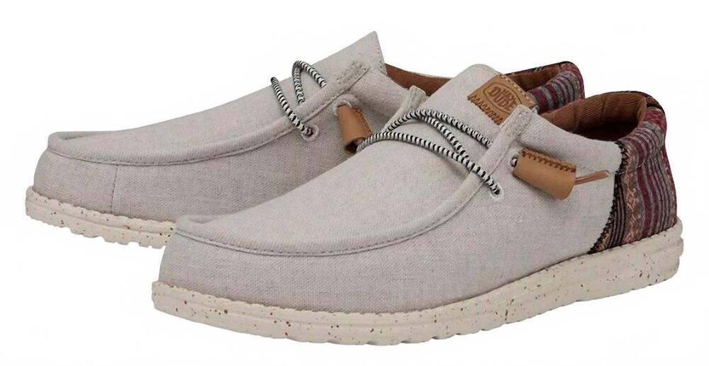 NEW HEY DUDE men's wally funk baja slip-on in cream